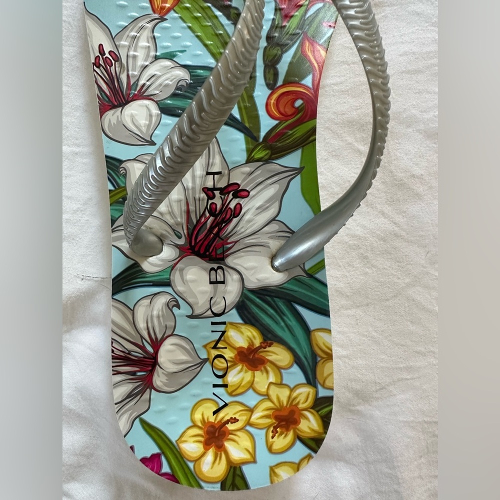Vionic Beach Noosa Women's Floral Flip Flops Multicolor Arch Support Size 8 - Picture 6 of 6